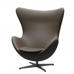 Fritz Hansen Egg Chair Fauteuil + Voetenbank - leer Essential stein - zwart