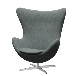 Fritz Hansen Egg Chair Fauteuil + Voetenbank - Hallingdal 130 grey - aluminium