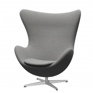 Fritz Hansen Egg Chair Fauteuil + Voetenbank - ReWool 108 wol wit/natuur - aluminium