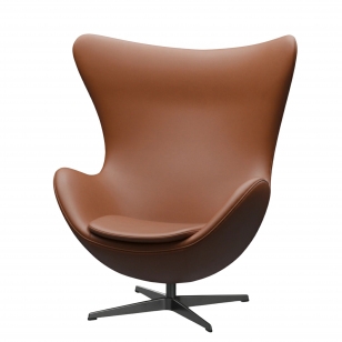 Fritz Hansen Egg Chair Fauteuil + Voetenbank - leer Essential walnoten - zwart
