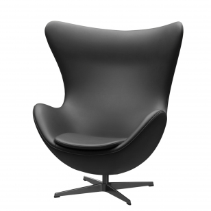Fritz Hansen Egg Chair Fauteuil + Voetenbank - leer Essential zwart - zwart