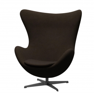 Fritz Hansen Egg Chair Fauteuil + Voetenbank - Kvadrat Divina Melange 280 - zwart