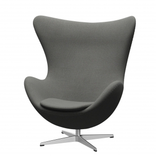 Fritz Hansen Egg Chair Fauteuil + Voetenbank - ReWool 158 taupe/natuur - aluminium