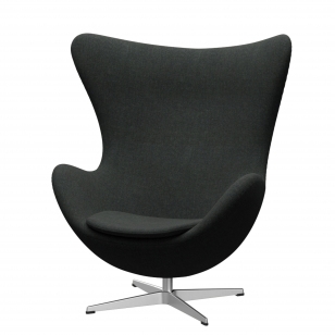 Fritz Hansen Egg Chair Fauteuil + Voetenbank - ReWool 198 zwart/natuur - aluminium