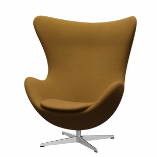 Fritz Hansen Egg Chair Fauteuil + Voetenbank - ReWool 448 saffraan/natuur - aluminium