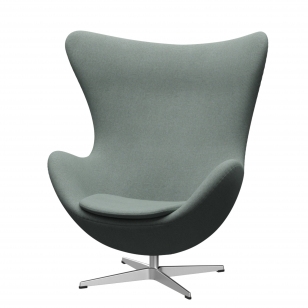 Fritz Hansen Egg Chair Fauteuil + Voetenbank - ReWool 868 lichtAquamarijn/natuur - aluminium