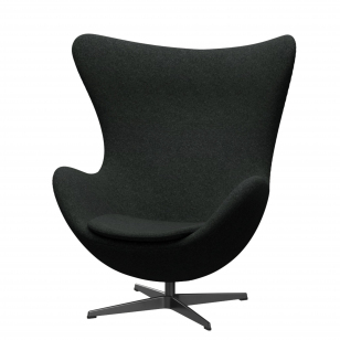 Fritz Hansen Egg Chair Fauteuil + Voetenbank - Kvadrat Divina Melange 180 - zwart