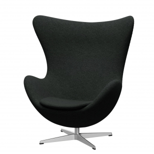 Fritz Hansen Egg Chair Fauteuil + Voetenbank - Kvadrat Divina Melange 180 - aluminium