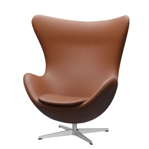 Fritz Hansen Egg Chair Fauteuil + Voetenbank - leer Essential walnoten - aluminium