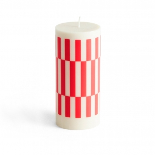 HAY Column Candle blokkaars small 15 cm Off white-red