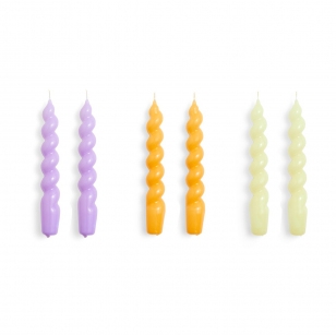 HAY Candle Spiral kaarsen 6-pack Lilac-yellow-citrus