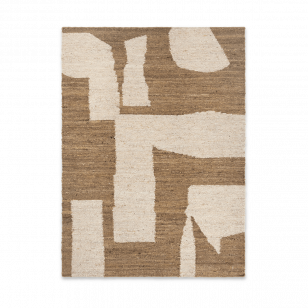 ferm LIVING Stuk wollen tapijt Off-white-Toffee, 140x200 cm