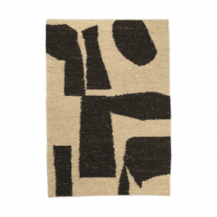 ferm LIVING Stuk wollen tapijt Off-white-Koffie, 140x200 cm