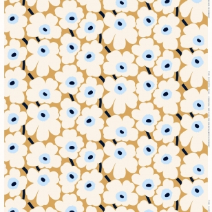 Marimekko Pieni Unikko tafelzeil beige-gebroken wit-blauw