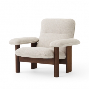 Audo Copenhagen Brasilia fauteuil stof moss 011 grijs, donkergebeitst eikenhouten onderstel
