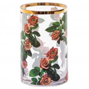 Seletti Toiletpaper Cylindrical Vaas Small Roses