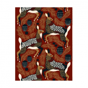 Marimekko Peura katoenen stof Red-beige-dark blue