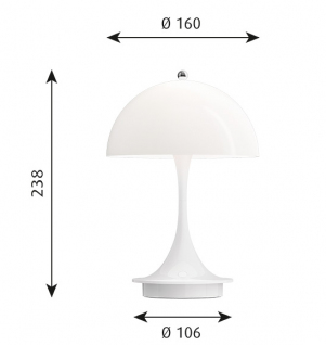 Louis Poulsen Panthella 160 portable tafellamp, Wit opaal acryl
