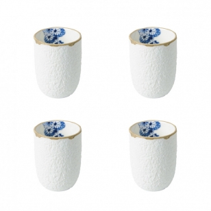 Blauw Bloesem Espressokopje set van 4