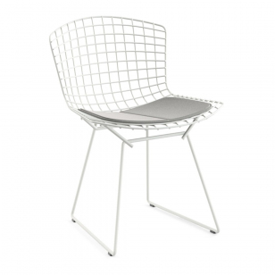 Knoll Bertoia Side Chair Wit - Kussen Ultrasuede/Silver