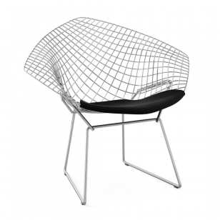 Knoll Diamond Lounge Chair Chroom - Ultrasuede Black Onyx