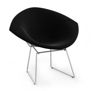 Knoll Diamond Lounge Chair Chroom Full UP - Ultrasuede Black Onyx