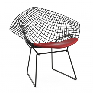 Knoll Diamond Lounge Chair Zwart - Vinyl Rood