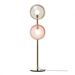 Bomma Orbital Vloerlamp - Gouden fitting - Roze/wit
