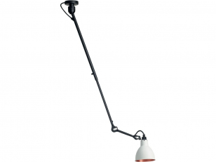 DCWéditions - Lampe Gras N°302 - Pendant lamp - Black/White/Copper - Adjustable arm: min. 54 - max. 92 x Rod: 20 cm