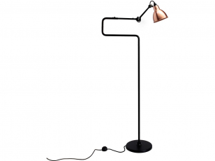 DCWéditions - Lampe Gras N°411 - Vloerlamp - Black/Copper - Double elbow: 36 - 72 x Rod: 20 x Bar: 105 + 16 cm