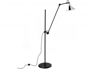 DCWéditions - Lampe Gras N°215 - Vloerlampen - Black/Chrome - Arm: 73 x Bar: 135 x Rod: 20 cm