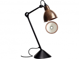 DCWéditions - Lampe Gras N°205 - Tafellamp - Black/Copper/Raw/White - Arm: 39 x Rod: 20 x Shade: Ø: 14 cm