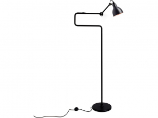 DCWéditions - Lampe Gras N°411 - Vloerlamp - Black/Black/Copper - Double elbow: 36 - 72 x Rod: 20 x Bar: 105 + 16 cm