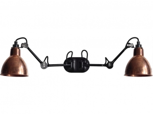 DCWéditions - Lampe Gras N°204 Double - Wandlamp - Black/Copper/Raw - Arm: 2 x 17 Rod: 2 x 20 Shade: 2 x 15,3 cm