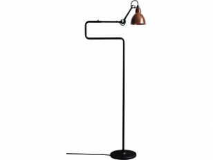 DCWéditions - Lampe Gras N°411 - Vloerlamp - Black/Copper/Raw - Double elbow: 36 - 72 x Rod: 20 x Bar: 105 + 16 cm