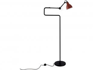 DCWéditions - Lampe Gras N°411 - Vloerlamp - Black/Red - Double elbow: 36 - 72 x Rod: 20 x Bar: 105 + 16 cm