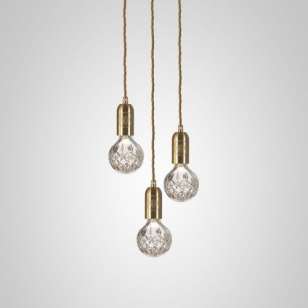Lee Broom Crystal Bulb Chandelier 3 piece Hanglamp - Messing