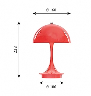 Louis Poulsen Panthella 160 portable tafellamp, Koraal