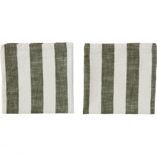 OYOY Striped servet 45x45 cm 2-pack Olive