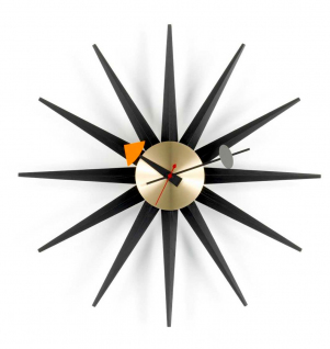 Vitra Sunburst Clock Klok Zwart Messing