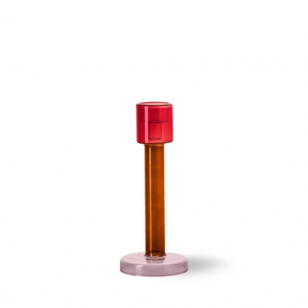 Buro Berger kandelaar Bole large red pink - Multi color / 29,8 x 12 x 12 cm / Borosilicaatglas