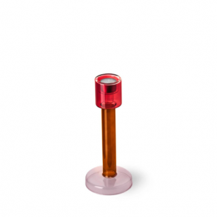 Buro Berger kandelaar Bole large red pink - Multi color / 29,8 x 12 x 12 cm / Borosilicaatglas