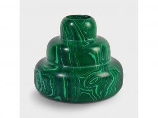 &klevering - Candle Holder Stone - Kandelaar - Malachite Green - 7.5x8.5 cm