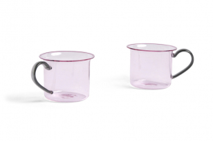 HAY Borosilicate Glazen mok set van 2 - pink