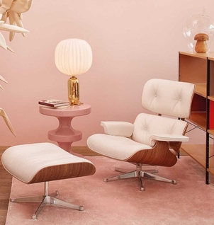 Vitra Eames Lounge Chair + Ottoman - Santos Palisander/Snow Leather/Chrome