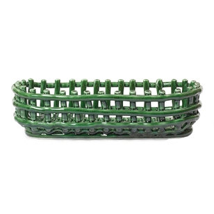 Ferm Living Ceramic Basket Opbergmand Oval Emerald Green