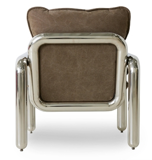 HKliving Chrome Lounge Fauteuil - Canvas Brown