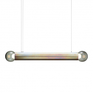 Brokis Prisma Double Hanglamp - Glad Zink / Smoke Grey - l. 95,5 x h. 15 cm.