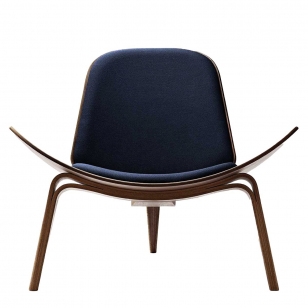 Carl Hansen CH07 Shell Chair - Walnoot / Donkerblauw Canvas